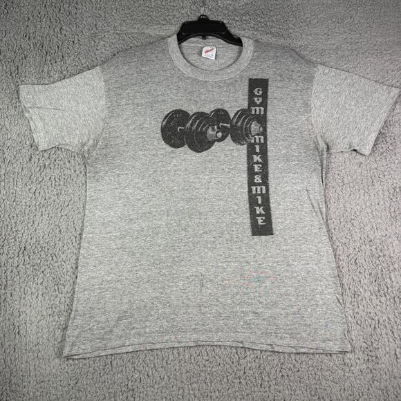 Vintage 1980s Paper Thin Burnout Worn Distressed Shirt Mens L Gym Weightlifting - Picture 2 of 10